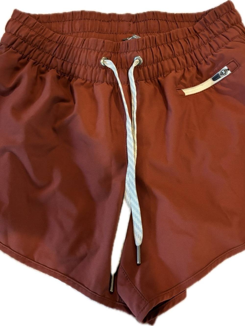 Vuori Brick Red Athletic Shorts with Drawstring